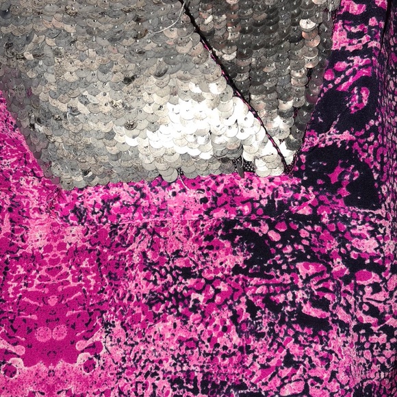 Gryphon high low sequin print belted silk dress - Picture 4 of 8